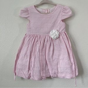 La Princess Baby Girl Pink With White Flower Short Sleeve Dress in Size 24m